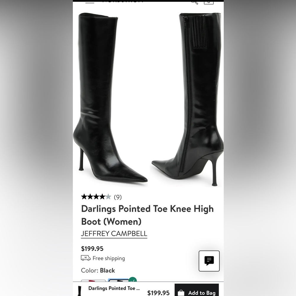 Jeffrey Campbell // Darlings Pointed Tor Knee High Boot // Size 6 (fits like 5)